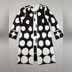 Chicos Women Sweater Medium Longline Geometric Circles Open Front Cardigan